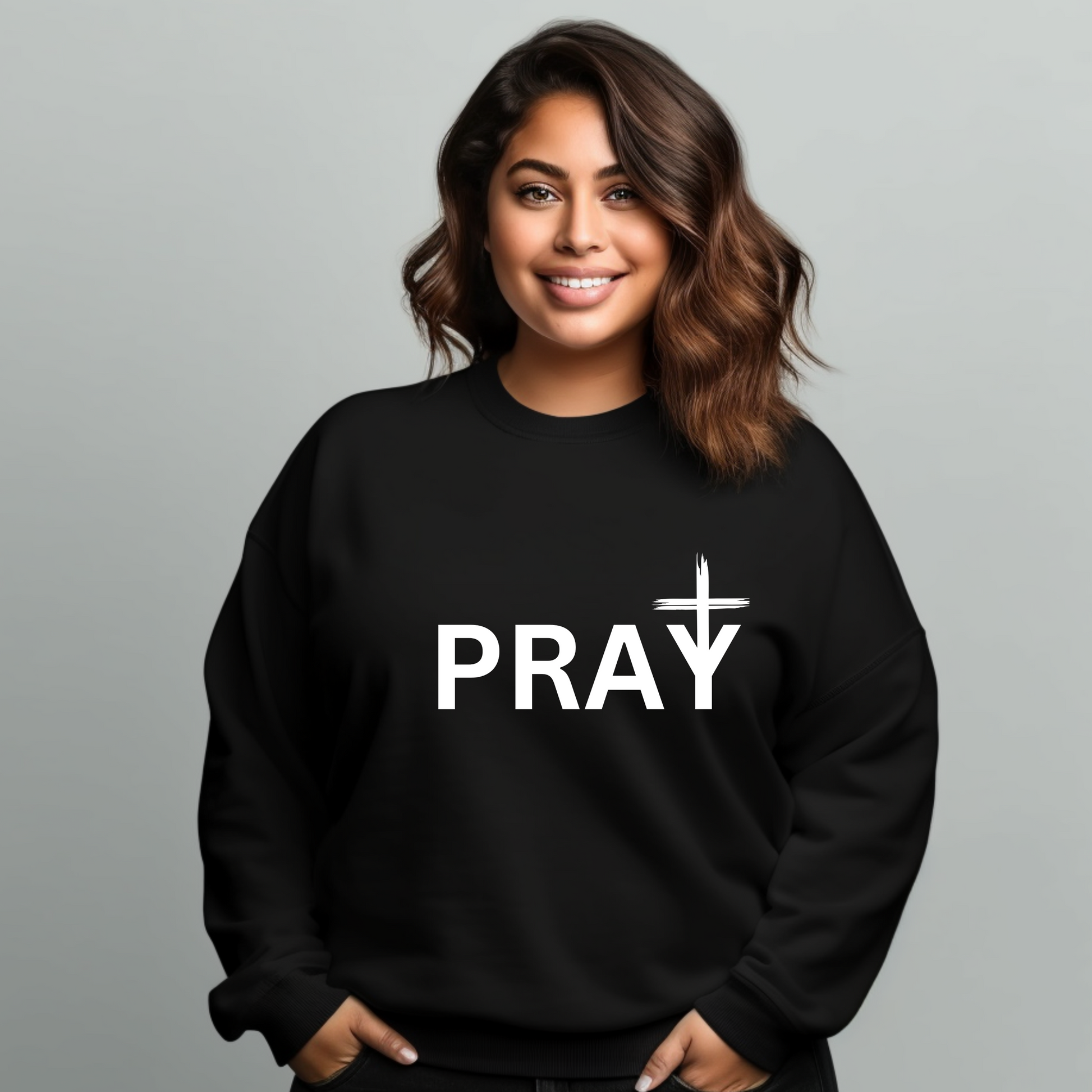 Women’s PRAY with Cross Designed Sweatshirt