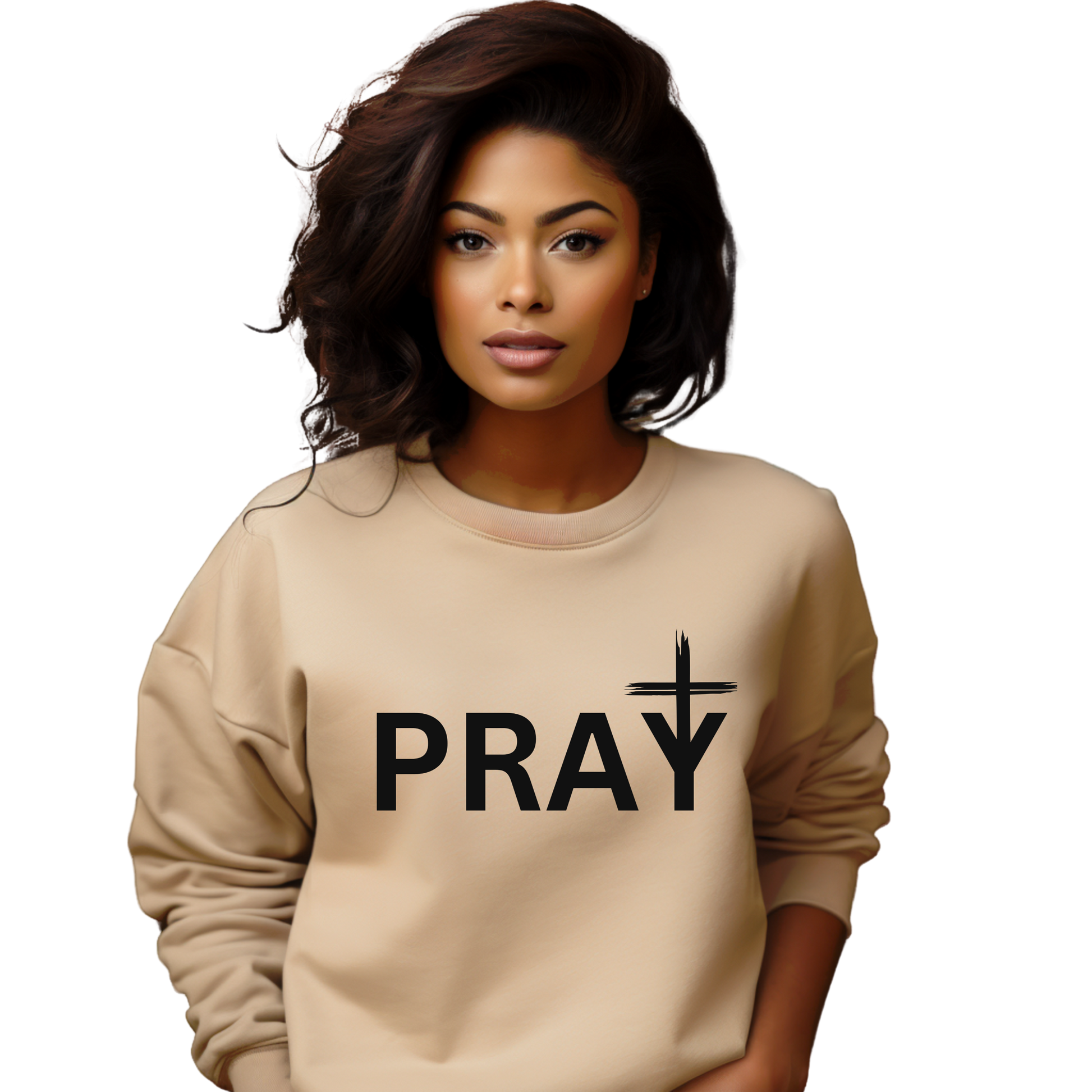 Women’s PRAY with Cross Designed Sweatshirt