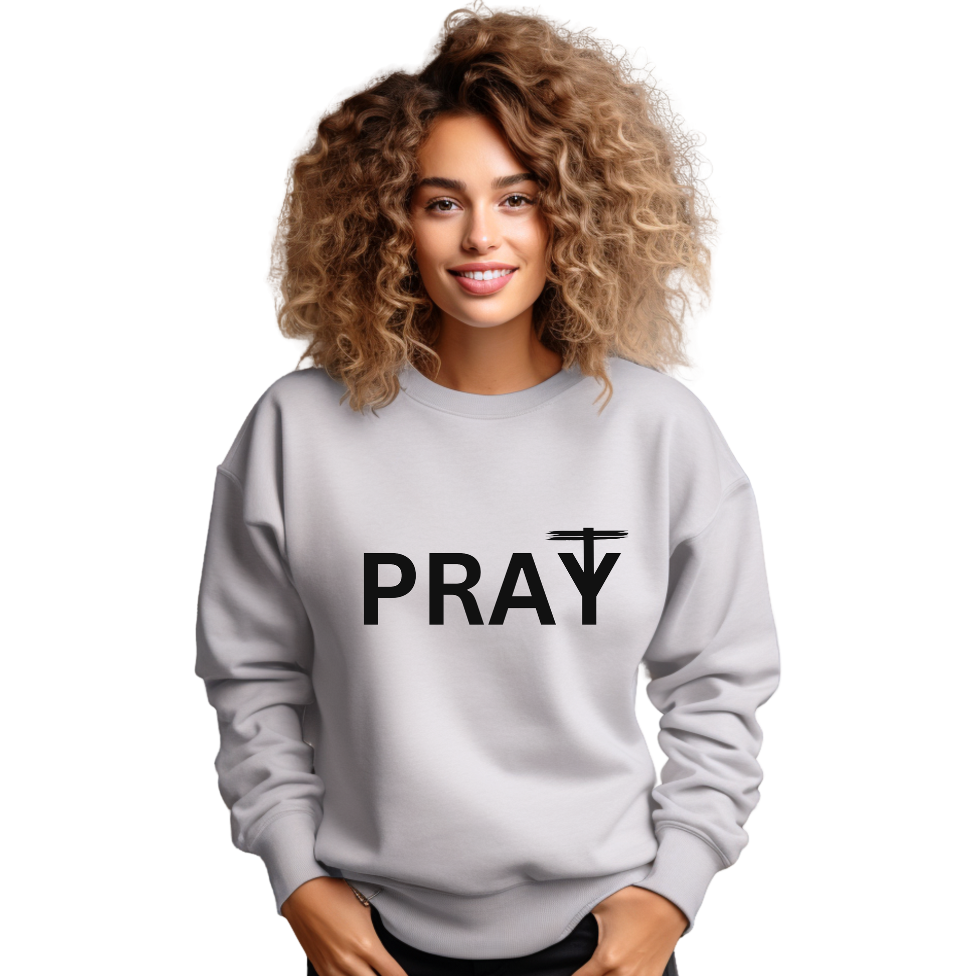 Women’s PRAY with Cross Designed Sweatshirt