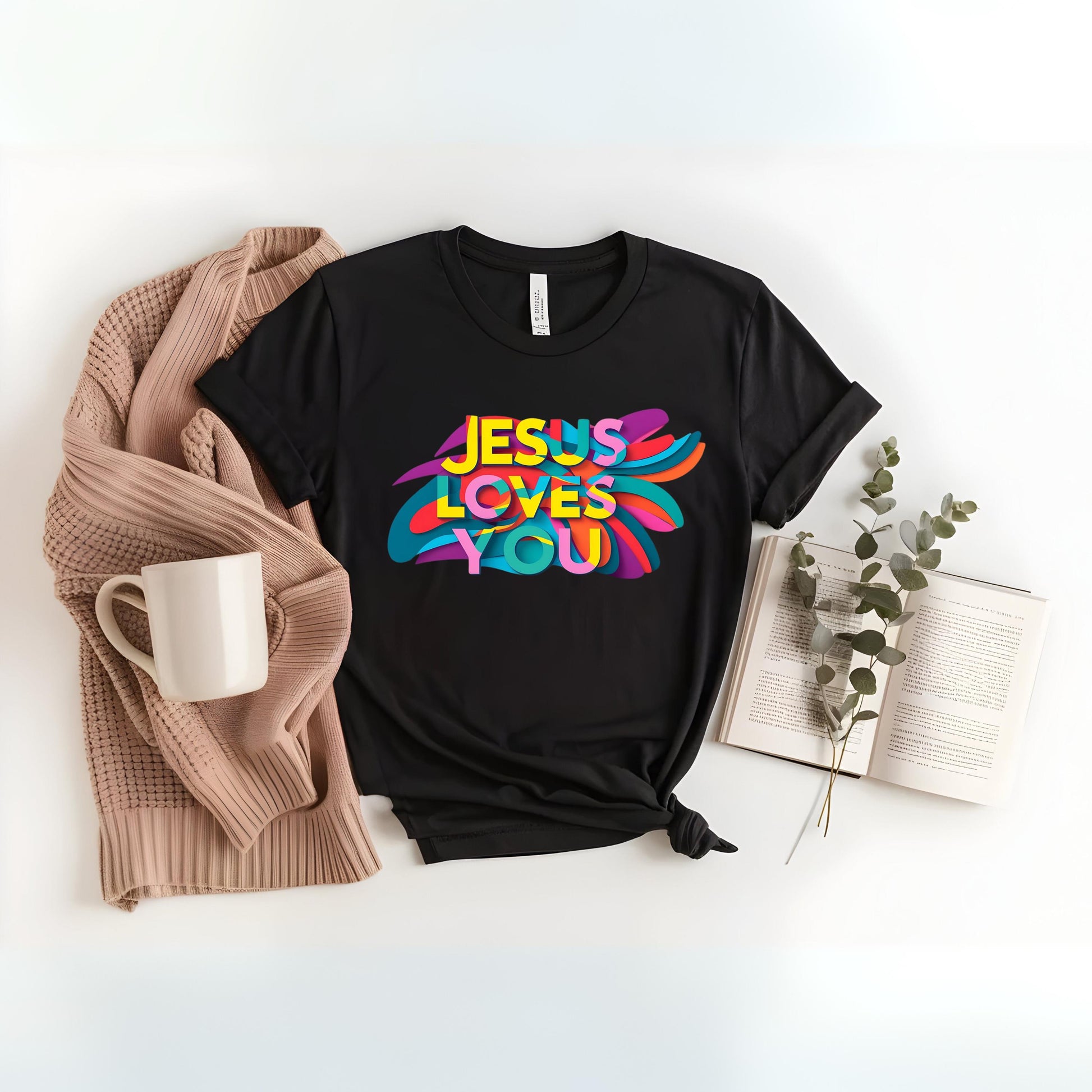 Jesus Loves You Color Burst Tee – Unisex Christian Shirt