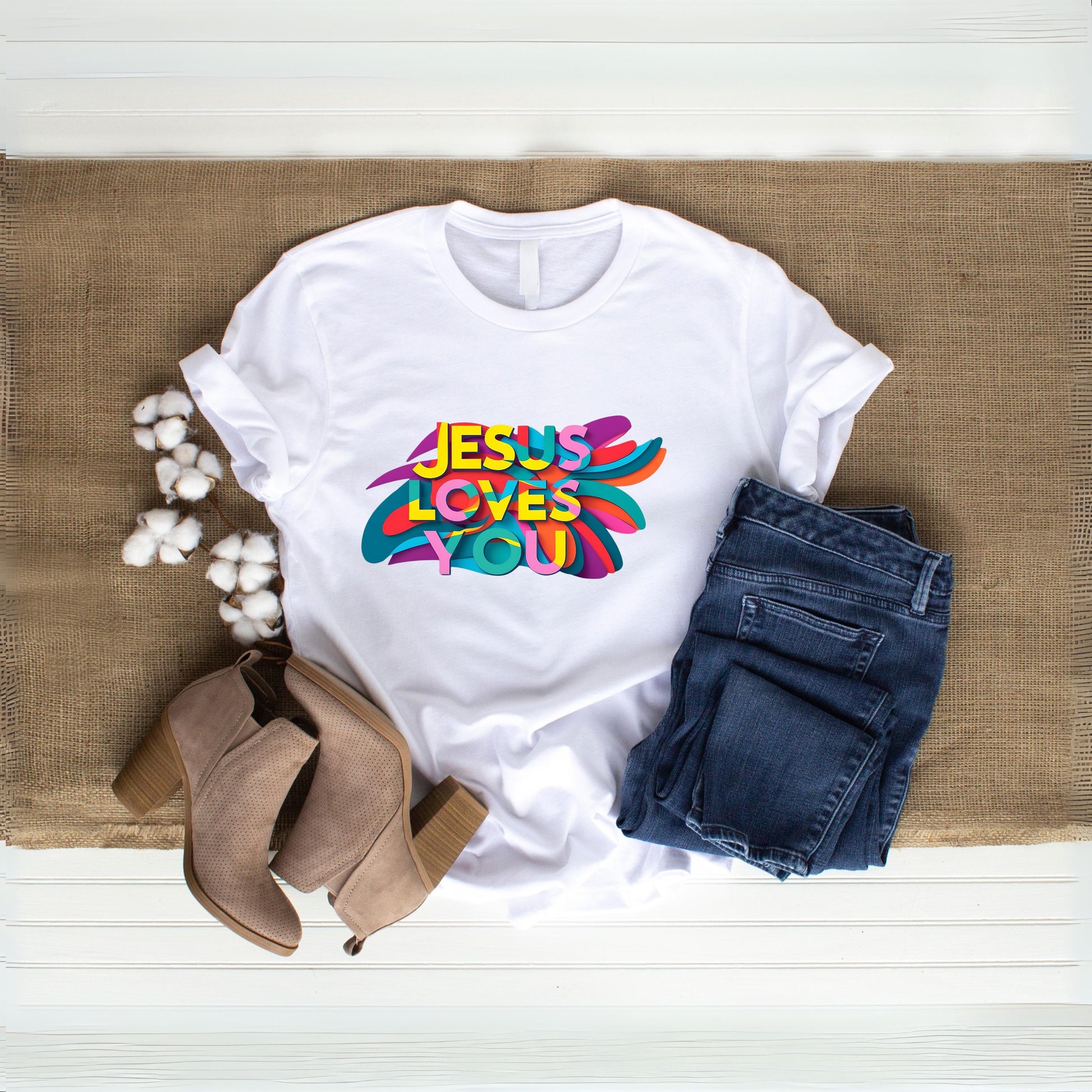 Jesus Loves You Color Burst Tee – Unisex Christian Shirt