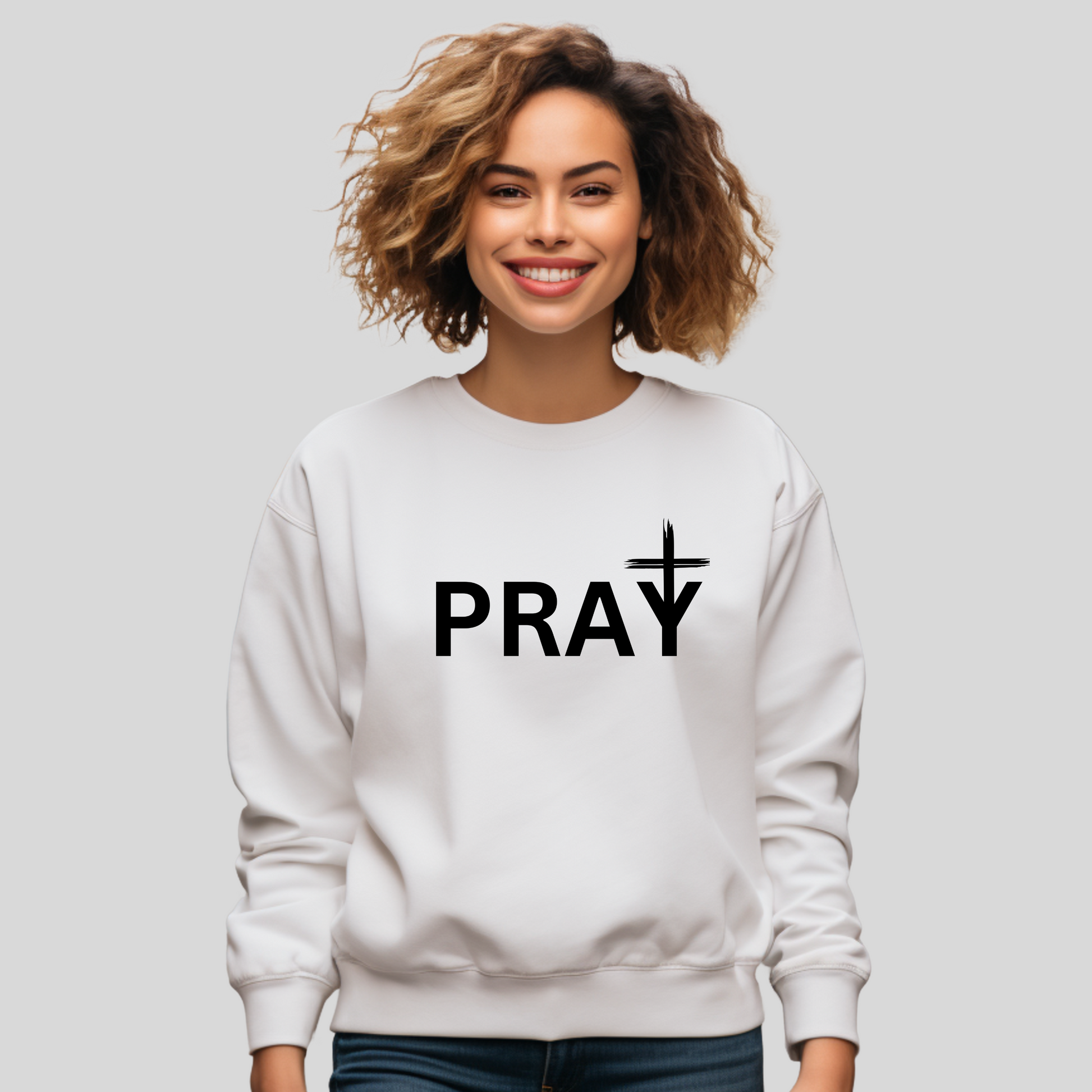 Women’s PRAY with Cross Designed Sweatshirt